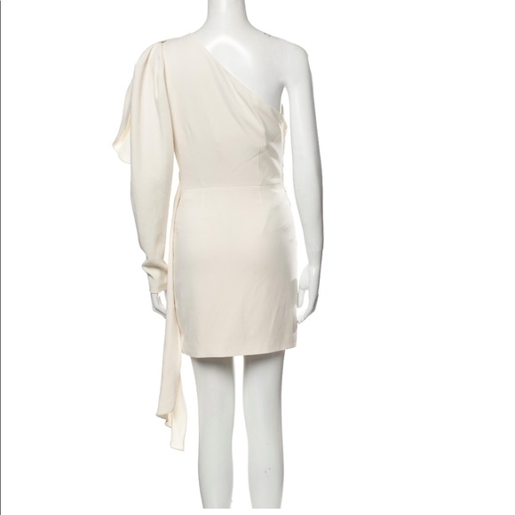 Ronny Kobo XS/S One-Shoulder Gathered Mini Dress Cream Cocktail Party Wedding - Picture 8 of 16